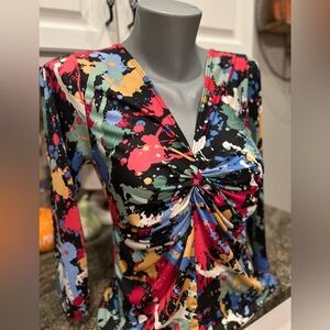 Ela Marie Abstract Print Top